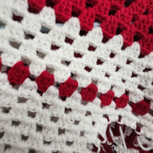 Red and White Kids Crochet Cape - Picture 5 of 5